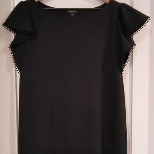 Ann Taylor Black Ruffle Sleeve Top